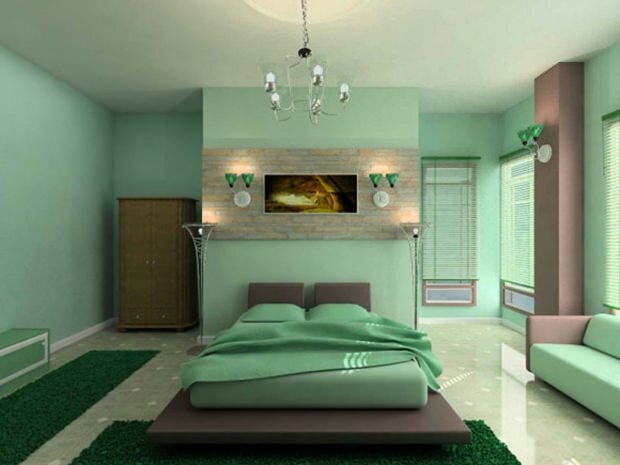 Sypialnia w kolorze zielonej wody
