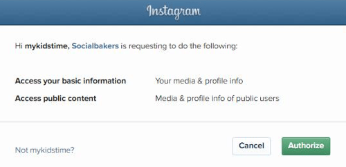 Zezwól Socialbakers na dostęp do informacji o Twoim koncie na Instagramie.
