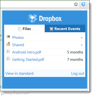 przeglądarka plików rozszerzenia Dropbox