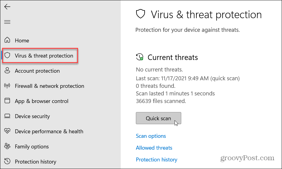 Ochrona przed wirusami i zagrożeniami Windows 11
