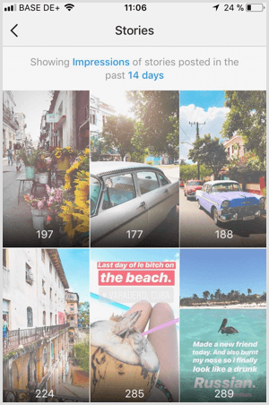 Wyświetlaj dane dotyczące wyświetleń historii z Instagrama w usłudze Instagram Analytics.