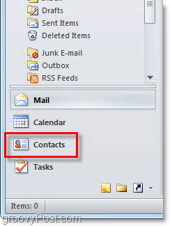 Uzyskaj dostęp do listy kontaktów w programie Outlook 2010