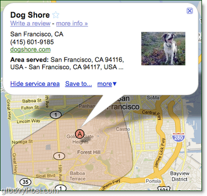narysuj obszar usługi map Google dla swojej firmy