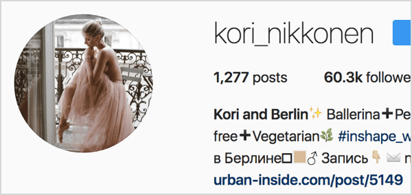 Zdjęcie profilowe baletnicy na Instagramie