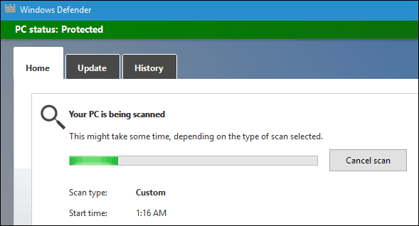 Skanowanie Windows Defender