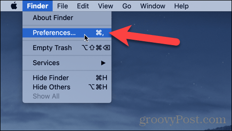 Otwórz Preferencje Findera na komputerze Mac