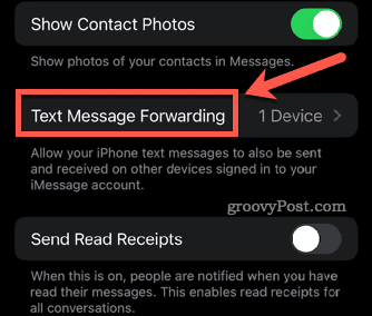 Przekazywanie wiadomości tekstowych na iPhonie