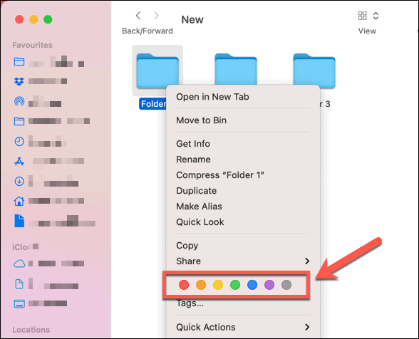 Ustawianie domyślnego znacznika koloru w folderze na Macu