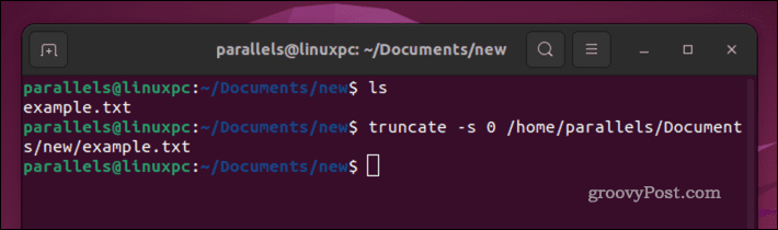Opróżnianie pliku systemu Linux za pomocą polecenia truncate
