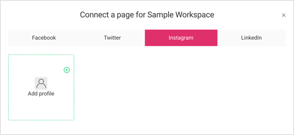 Połącz konto Instagram z planowaną przestrzenią roboczą