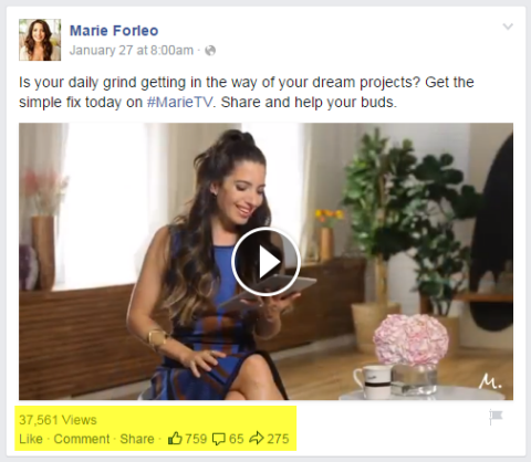 marie forleo wideo post na Facebooku