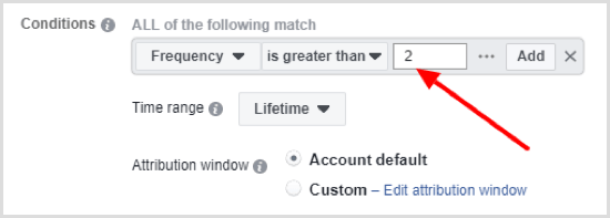 Wpisz wartość warunku wybranego podczas konfigurowania automatycznej reguły Facebooka