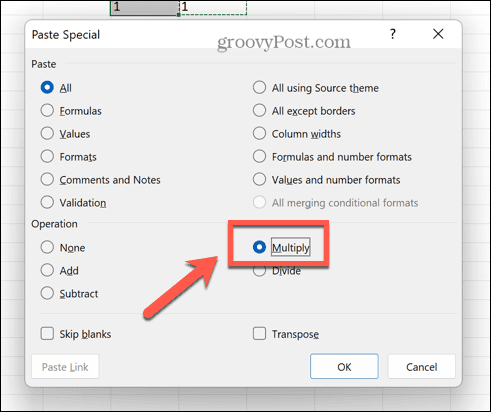 Excel wklej specjalne mnożenie