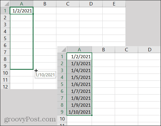 Daty automatycznego wypełniania programu Excel