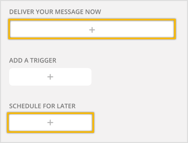 Kliknij przycisk +, aby utworzyć nową wiadomość rozgłoszeniową.