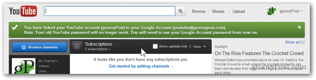 Połącz konto YouTube z nowym kontem Google - Potwierdzenie - Konto przeniesione