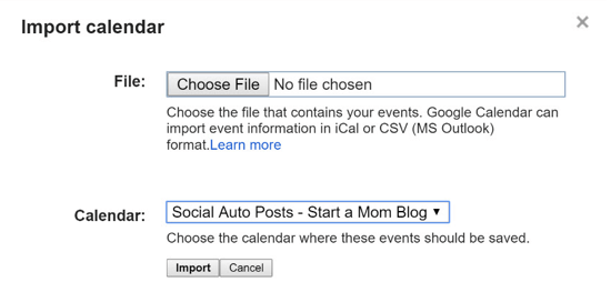 zaimportuj plik csv do kalendarza Google