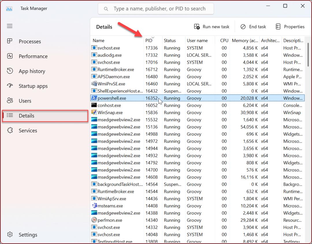 Jak znaleźć identyfikator procesu dla aplikacji w systemie Windows 11