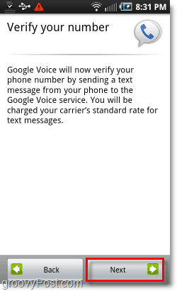 Google Voice na telefonie z Androidem, numer weryfikacyjny konfiguracji