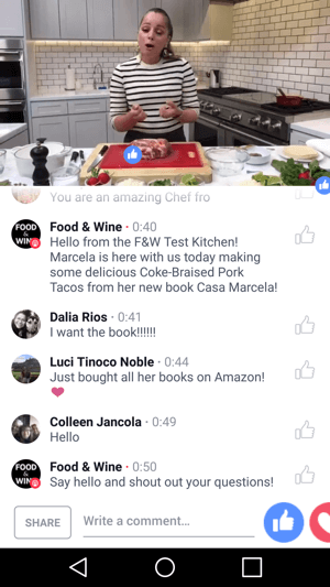 Food & Wine przedstawia szefową kuchni Marcelę Valladolid we wspólnej transmisji na żywo na Facebooku, która przynosi korzyści obu stronom.