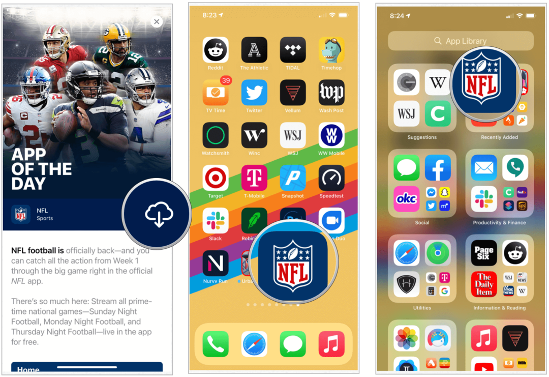 Ekran główny iOS 14, biblioteka aplikacji