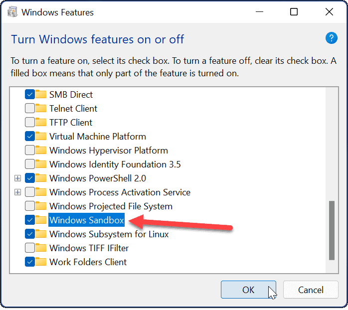 włącz Windows Sandbox Windows 11