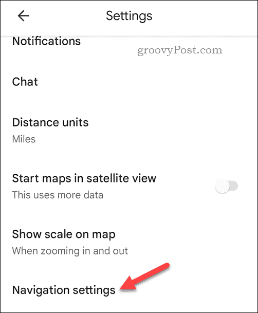 Otwórz ustawienia nawigacji mobilnej w Mapach Google