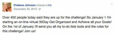 chalene johnson 30-dniowe wyzwanie post na Facebooku