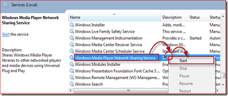 uruchom usługę Windows Media Player 12