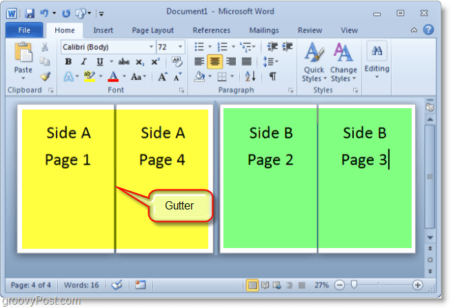 Zrzut ekranu programu Microsoft 2010 Word Tworzenie broszury w programie Microsoft Word 2010 może być nieco trudny, ale ten schemat powinien pomóc