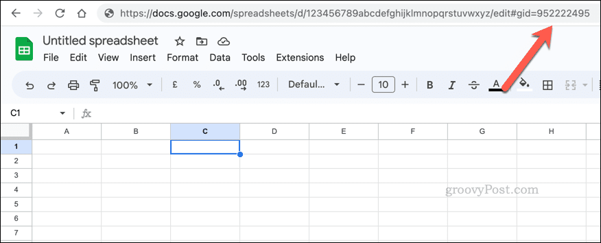 Przykład wartości arkusza GID w Arkuszach Google