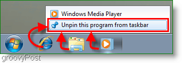 Windows 7 Odepnij program od zrzutu ekranu paska zadań