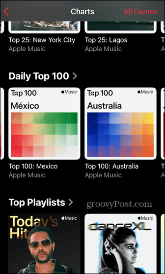 listy przebojów Apple Music Top 100 popularnych