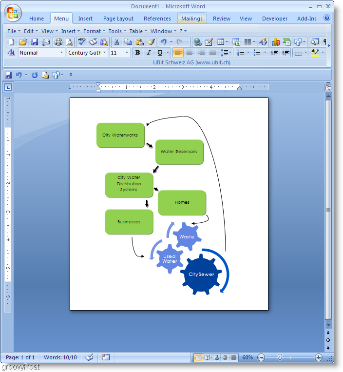 Przykład schematu blokowego programu Microsoft Word 2007