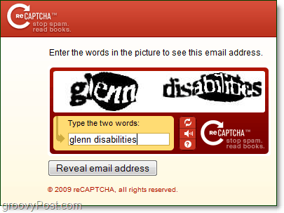 za pomocą usługi captcha do ochrony i ukrywania adresu e-mail przed botami