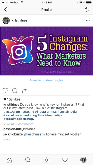 Instagram promuje post