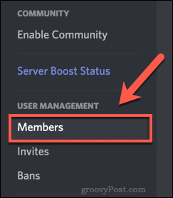 Opcja listy członków Discord Server