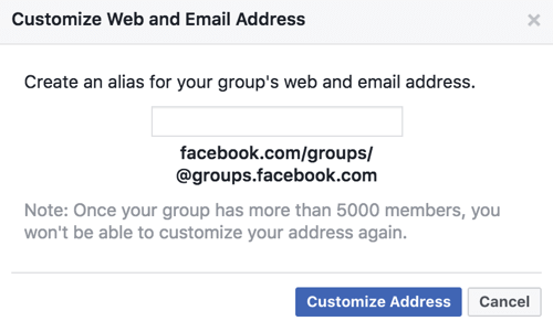 Uzyskaj niestandardowy adres URL i adres e-mail dla swojej grupy na Facebooku.