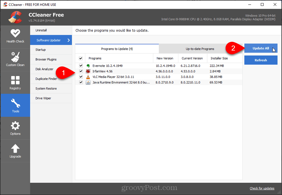 Software Updater w CCleaner