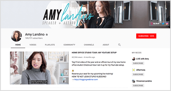 AmyTV to przemianowany kanał YouTube Amy Landino. Strona kanału zawiera zdjęcia Amy i film, którego użyła do uruchomienia swojego kanału pod zmienioną nazwą.