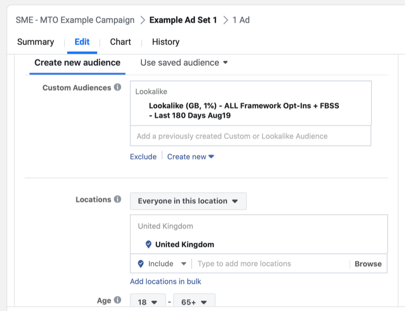 instrukcja krok po kroku tworzenia kampanii na Facebooku z wieloma opcjami tekstowymi