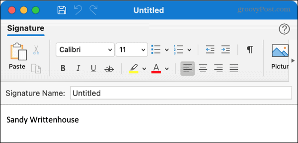Utwórz nowy podpis w Outlooku na Macu