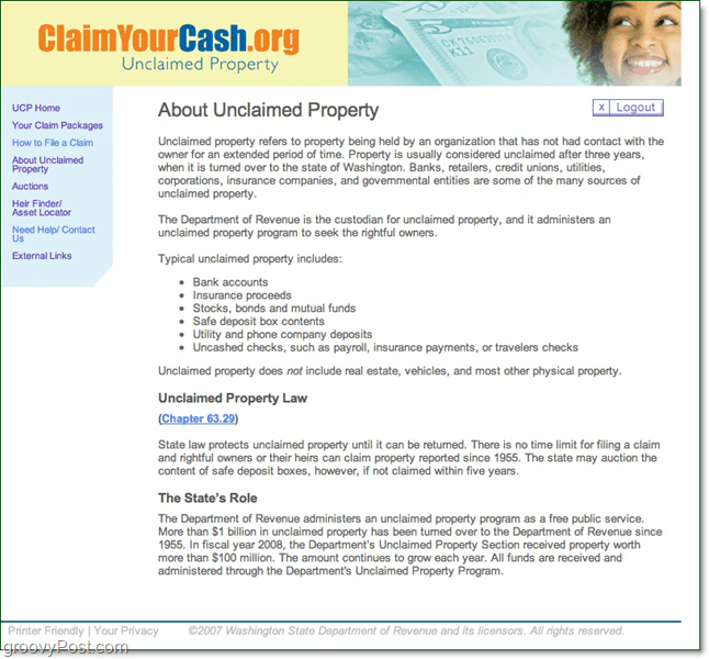 claimyourcash.org nieodebrana własność