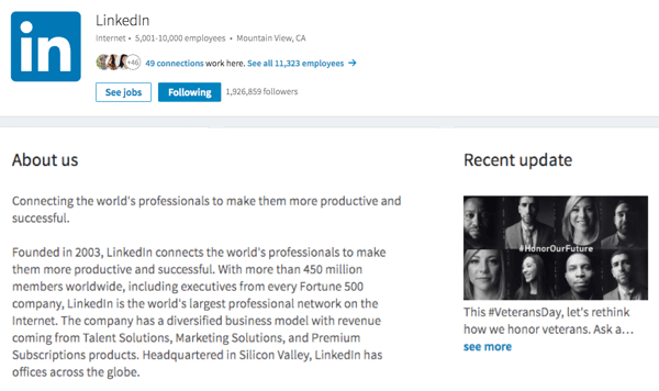 Sprawdź swój obraz, O nas i aktualizacje na stronie firmy LinkedIn.