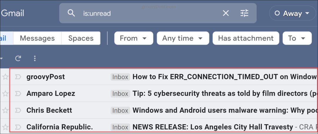 Znajdź nieprzeczytane e-maile w Gmailu