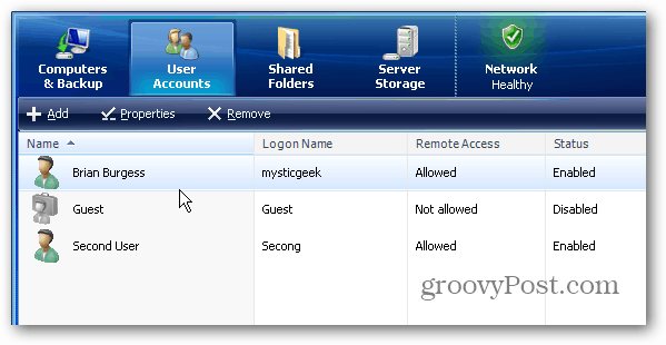 Jak dodać konta użytkowników do Windows Home Server