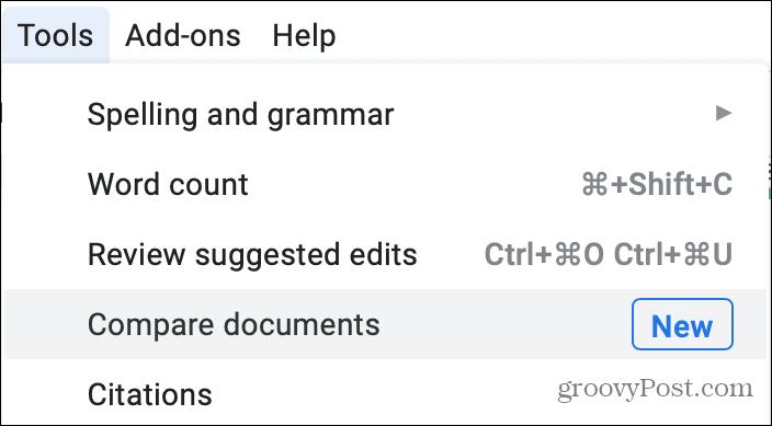 Narzędzia Porównaj dokumenty w Dokumentach Google