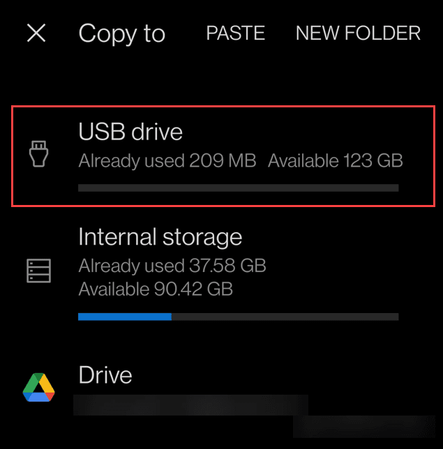 Przenieś zdjęcia z Androida na dysk USB