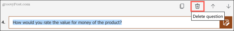 Usuń pytanie w Microsoft Forms