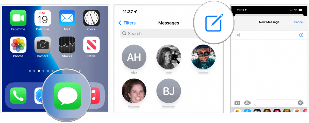 iOS 14 tworzy wiadomość grupową